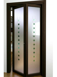 Складные двери гармошка с матовым стеклом Костанай