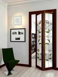 Двери гармошка с витражным декором Костанай
