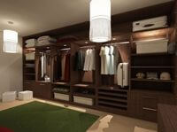 Классическая гардеробная комната из массива с подсветкой Костанай